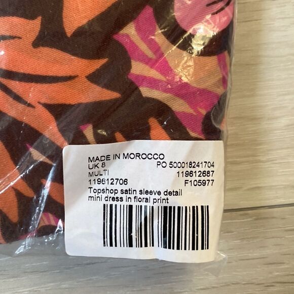 Topshop satin sleeve detail mini dress in floral print 4 NWT and in packaging - Picture 6 of 8